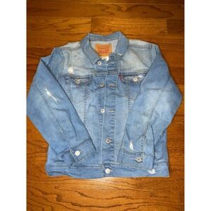 Levi's Light Wash Distressed Denim Jacket Size Medium/10-12 Years‎